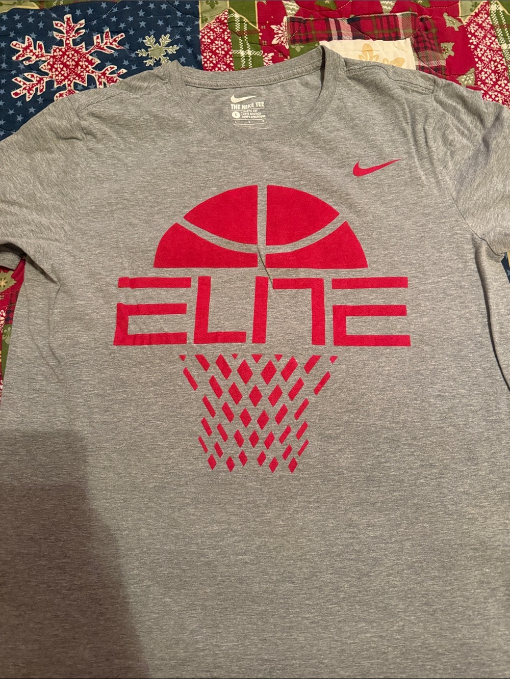 Nike Gray Tee with Red 'ELITE' Basketball Graphic